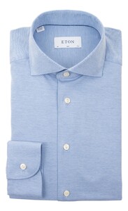 Eton Four-Way Stretch Uni Wide-Spread Collar Overhemd Midden Blauw