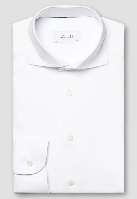 Eton Four-Way Stretch Uni Wide-Spread Collar Overhemd Wit