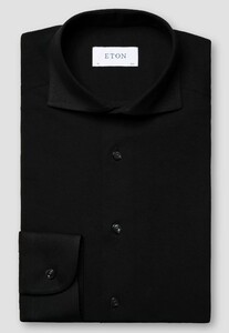 Eton Four-Way Stretch Uni Wide-Spread Collar Overhemd Zwart