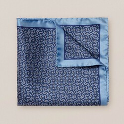 Eton Fuji Silk Paisley Pattern Pochet Blauw