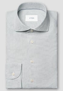 Eton Garment Washed Soft Touch Sumptuous Texture Royal Oxford Cotton Overhemd Bruingroen