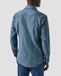 Eton Garment Washed Subtle Mélange Italian Woven Lightweight Denim Overhemd Blauw