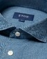 Eton Garment Washed Subtle Mélange Italian Woven Lightweight Denim Overhemd Blauw