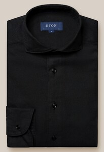 Eton Garment Washed Uni Color Rich Cotton Extra Soft Flanel Shirt Black