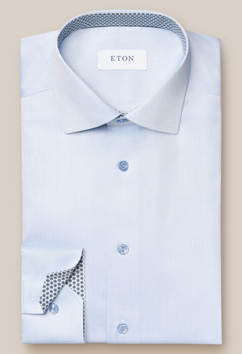 Eton Geometric Effect Signature Twill Shirt Light Blue