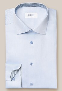 Eton Geometric Effect Signature Twill Shirt Overhemd Licht Blauw