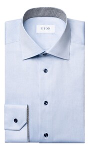 Eton Geometric Effect Signature Twill Shirt Overhemd Licht Blauw