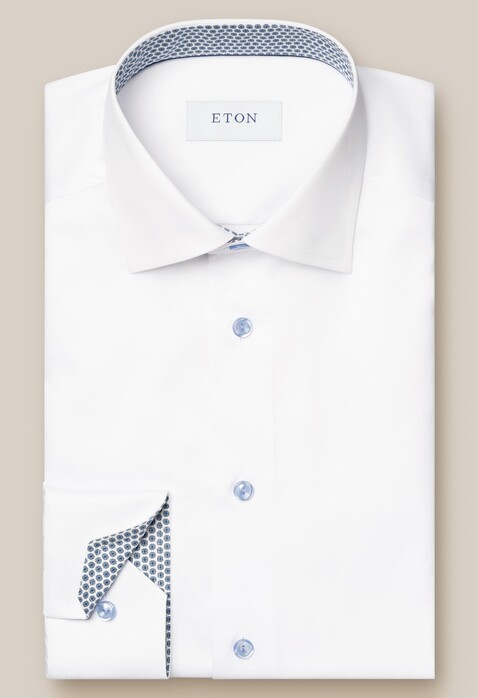 Eton Geometric Effect Signature Twill Shirt White