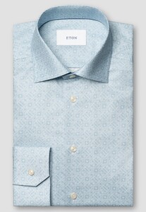 Eton Geometric Fantasy Mosaic Tiles Pattern Signature Twill Shirt Light Blue