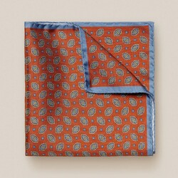 Eton Geometric Pattern Panama Silk Pochet Oranje