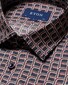 Eton Geometric Pattern Silk Twill Overhemd Burgundy