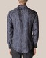 Eton Geometric Pattern Silk Twill Overhemd Navy