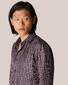 Eton Geometric Pattern Silk Twill Shirt Burgundy
