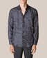 Eton Geometric Pattern Silk Twill Shirt Navy