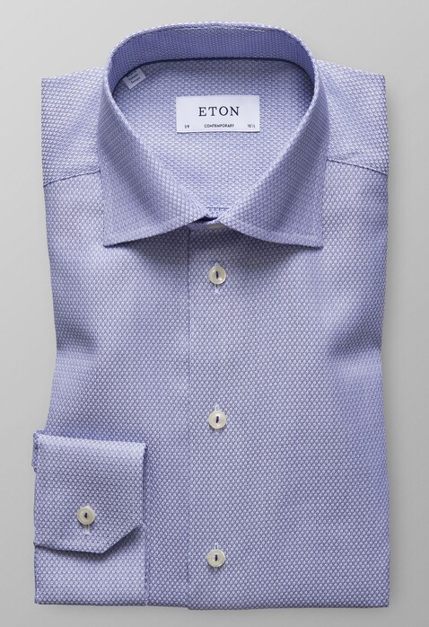 Eton Geometric Shirt Deep Blue Melange
