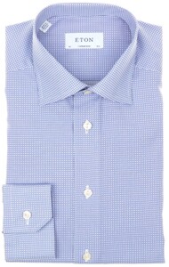 Eton Geometric Signature Twill Shirt Mid Blue