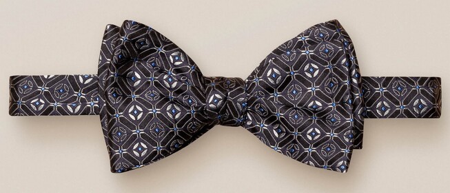 Eton Geometric Silk Bow Tie Black-Blue