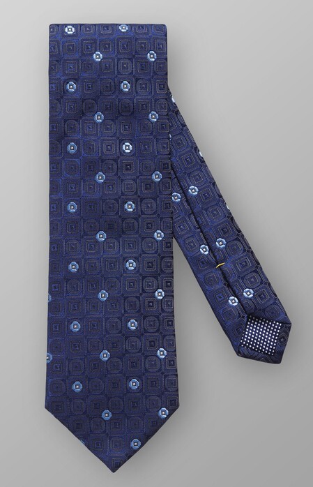 Eton Geometric Woven Silk Tie Dark Navy