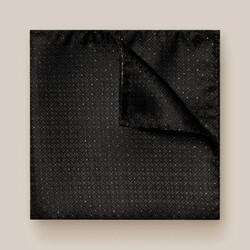 Eton Geometric Woven Tonal Pattern Pocket Square Black