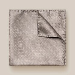 Eton Geometric Woven Tonal Pattern Pocket Square Light Grey