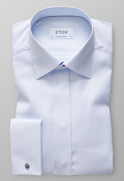 Eton Geometrical Jacquard Overhemd Licht Blauw