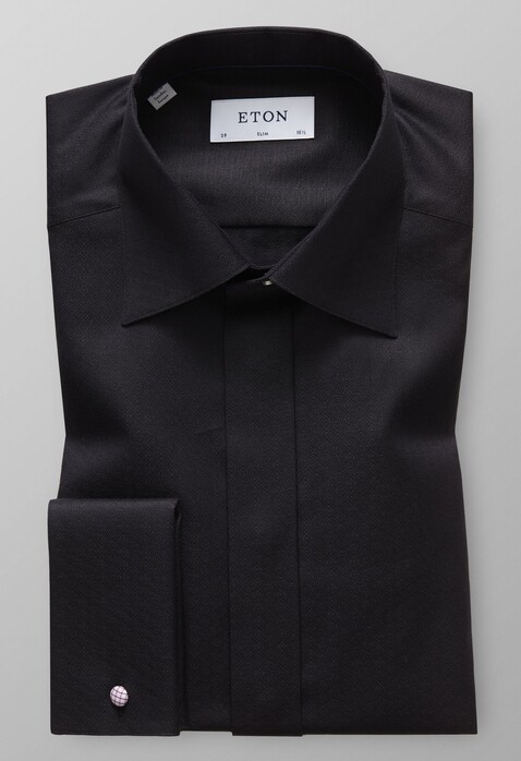 Eton Geometrical Jacquard Overhemd Zwart