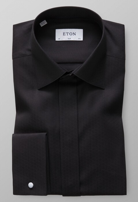 Eton Geometrical Jacquard Weave Shirt Black