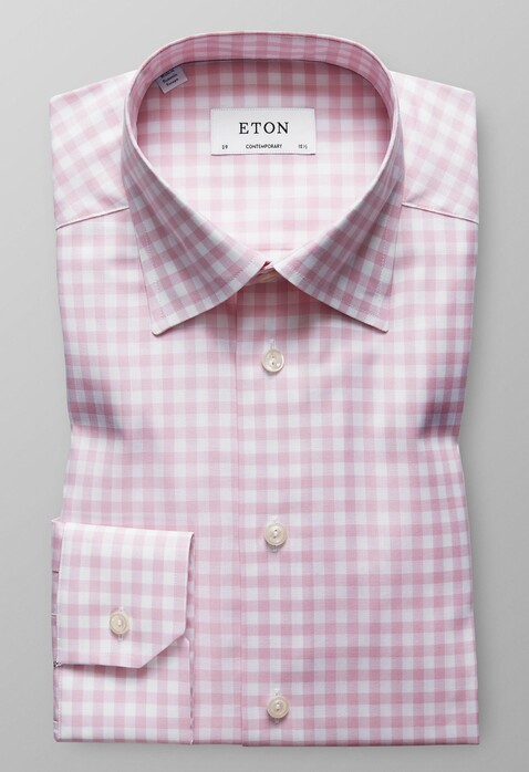 Eton Gingham Check Shirt Pink