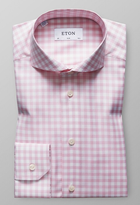 Eton Gingham Check Shirt Pink