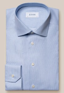 Eton Hairline Striped Twill Organic Cotton Shirt Blue