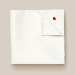 Eton Heart Embroidery Signature Twill Pocket Square Light Beige