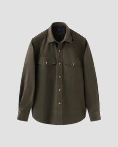 Eton Heavy Cotton Twill Uni Color Soft Touch Overshirt Donker Groen