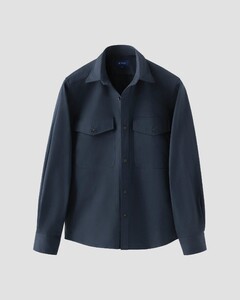 Eton Heavy Cotton Twill Uni Color Soft Touch Overshirt Navy