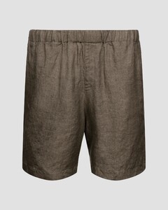 Eton Heavy Linen Shorts Bermuda Dark Brown Melange