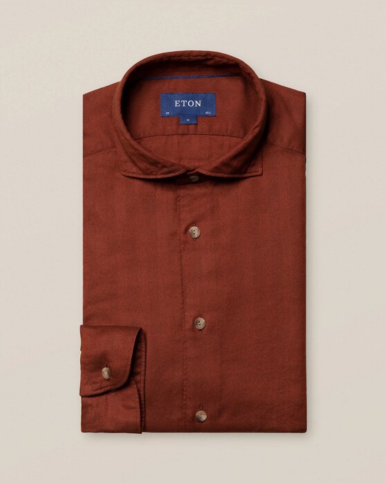 Eton Herrinbone Lightweight Flanel Overhemd Rood