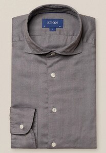 Eton Herrinbone Lightweight Flannel Shirt Grey
