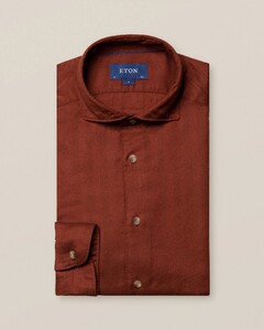Eton Herrinbone Lightweight Flannel Shirt Red