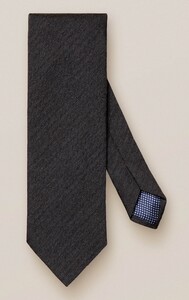 Eton Herringbone Cotton Wool Blend Tie Dark Gray