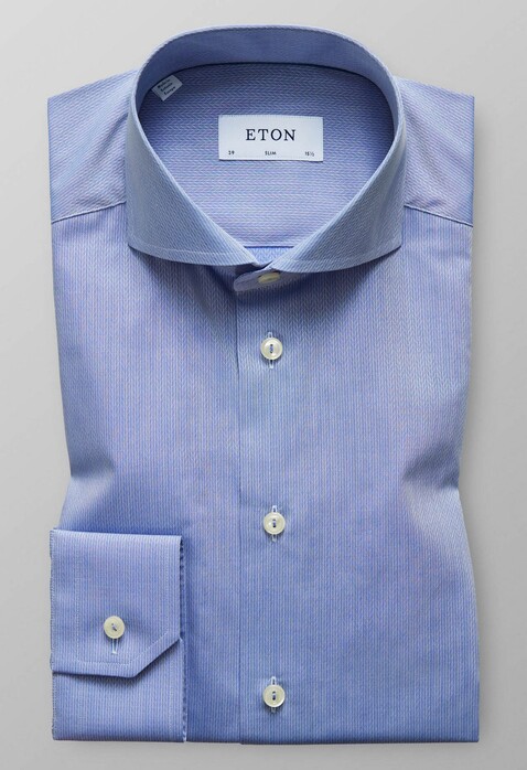Eton Herringbone Extreme Cutaway Shirt Blue