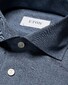 Eton Herringbone Fine Cotton Flanel Overhemd Blauw