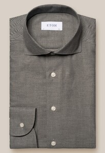 Eton Herringbone Fine Cotton Flanel Overhemd Midden Grijs