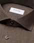 Eton Herringbone Fine Cotton Flannel Shirt Dark Brown Melange