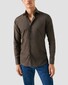 Eton Herringbone Fine Cotton Flannel Shirt Dark Brown Melange