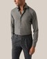 Eton Herringbone Fine Cotton Flannel Shirt Mid Grey