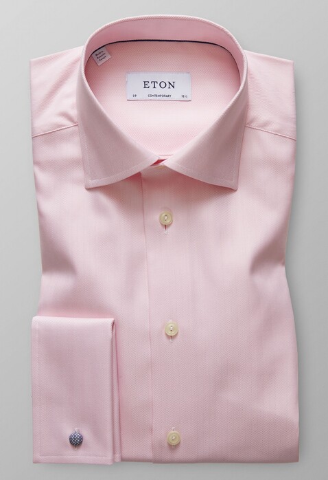 Eton Herringbone French Cuff Shirt Pink