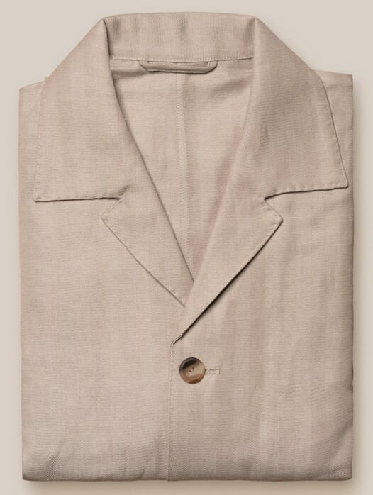 Eton Herringbone Linen Wool Cashmere Overshirt Licht Bruin