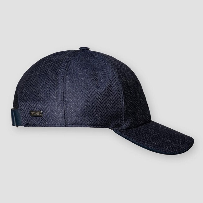 Eton Herringbone Linnen Wol Baseball Cap Navy