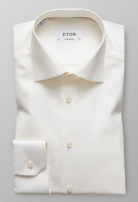 Eton Herringbone Signature Twill Overhemd Gebroken Wit