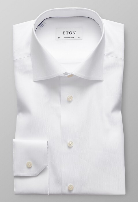 Eton Herringbone Signature Twill Overhemd Wit