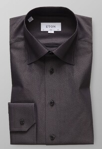 Eton Herringbone Signature Twill Shirt Brown
